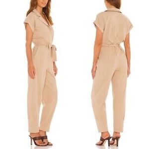 Lovers and Friends Whitney Jumpsuit Linen Blend Tan Size Small